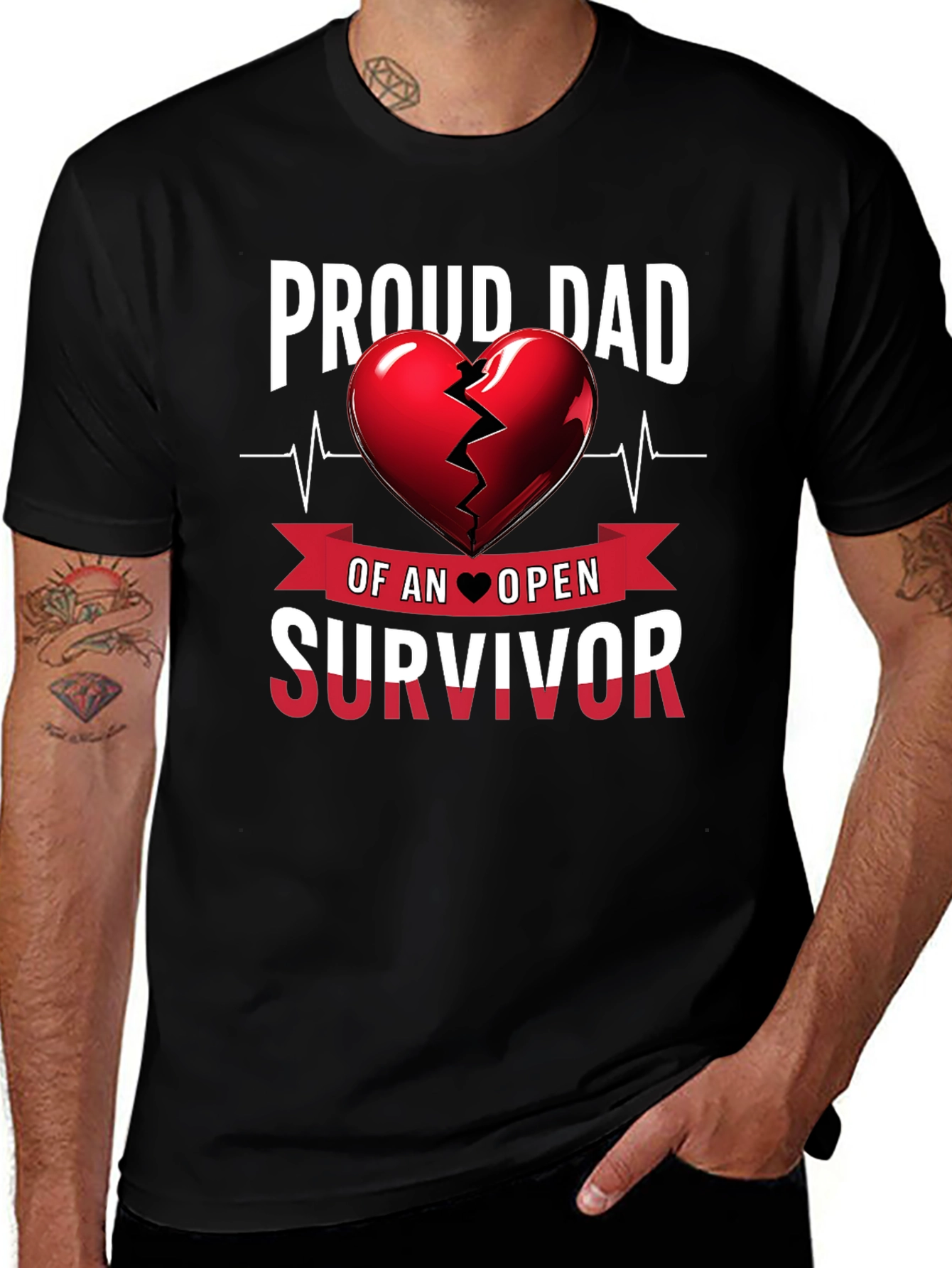 Proud Dad Heart Survivor Tee