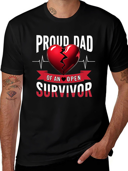 Proud Dad Heart Survivor Tee