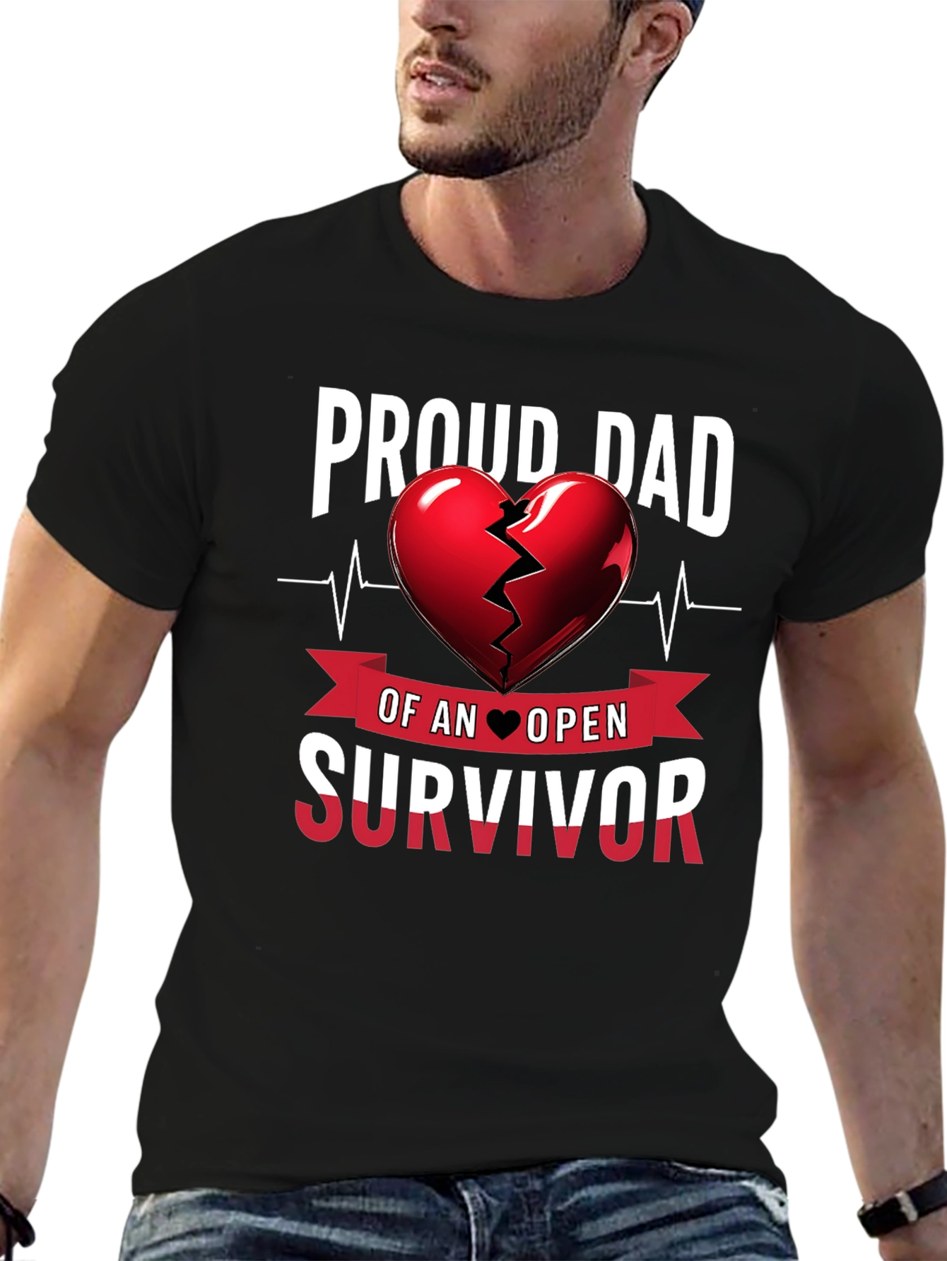 Proud Dad Heart Survivor Tee