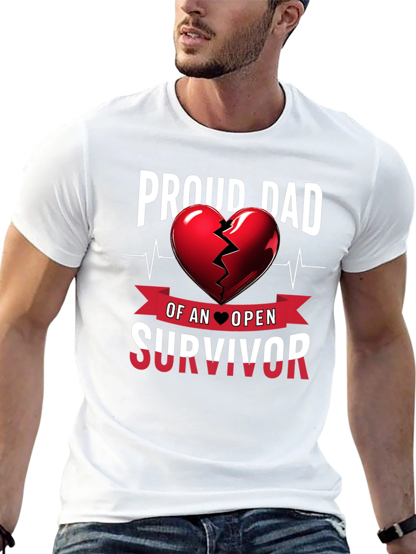 Proud Dad Heart Survivor Tee