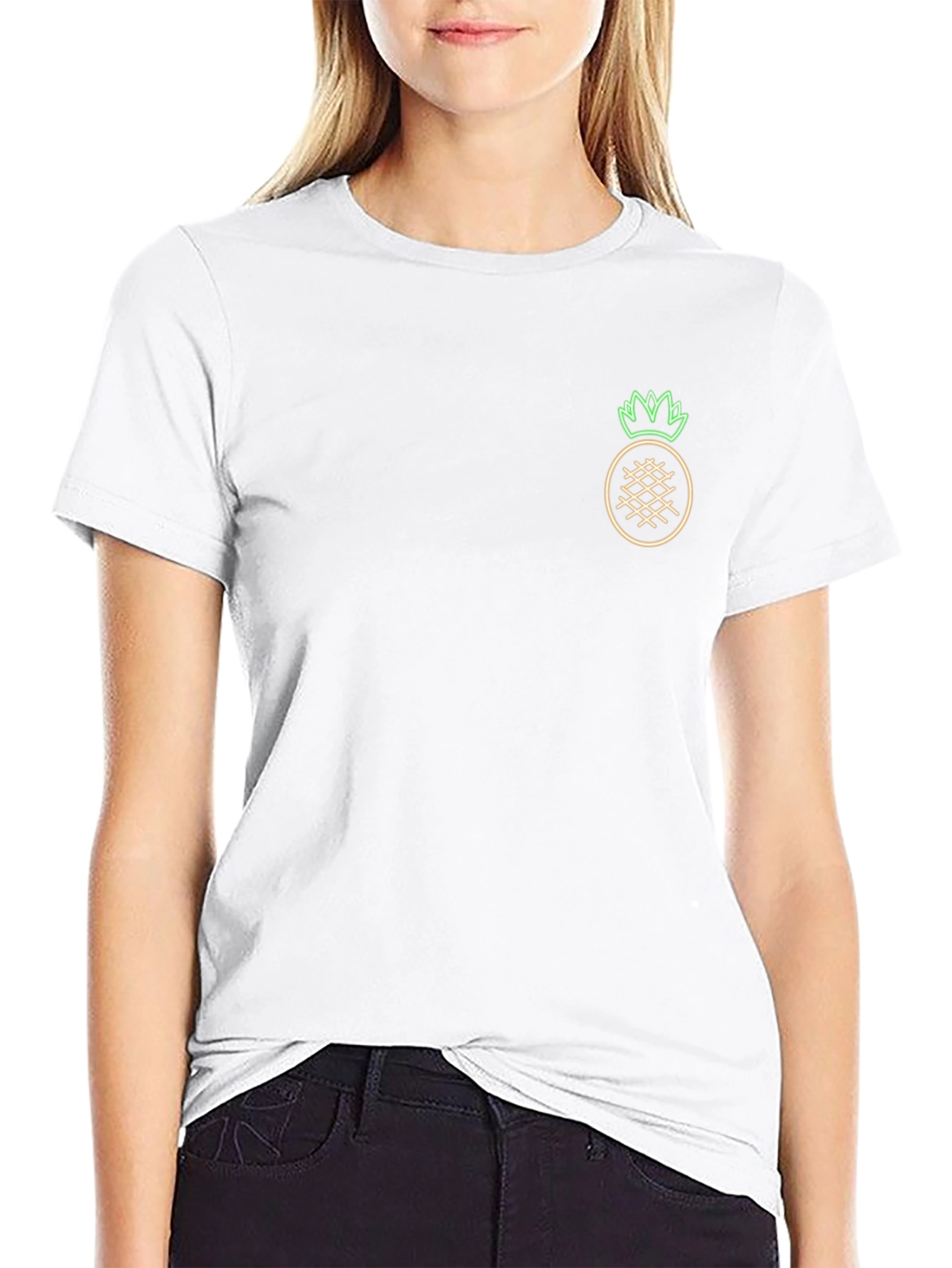 Neon Pineapple Graphic Black T-Shirt