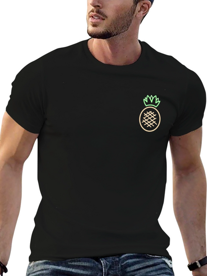 Neon Pineapple Graphic Black T-Shirt