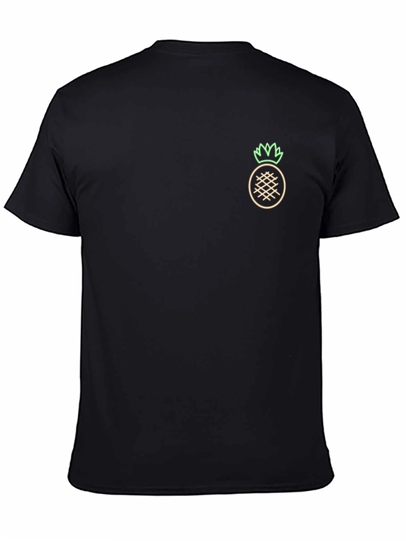 Neon Pineapple Graphic Black T-Shirt