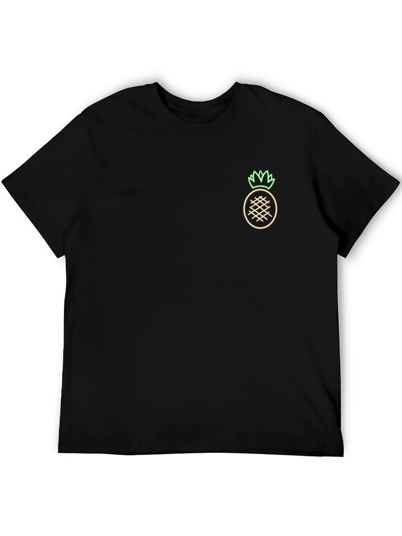 Neon Pineapple Graphic Black T-Shirt