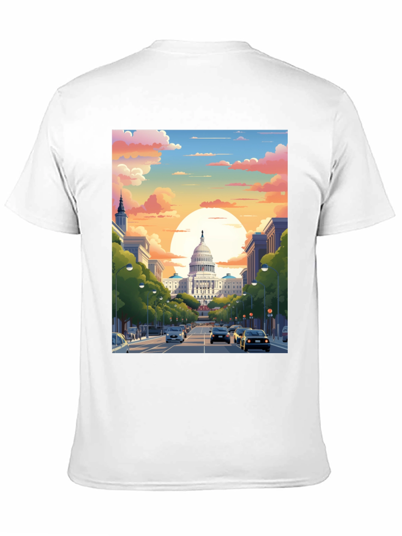 Capitol Sunset Graphic Tee - Artistic Print