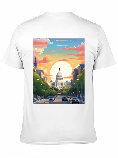 Capitol Sunset Graphic Tee - Artistic Print
