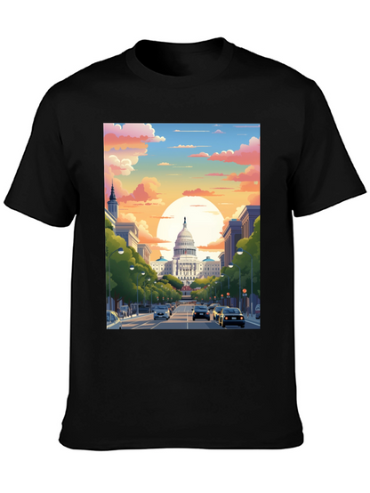 Capitol Sunset Graphic Tee - Artistic Print