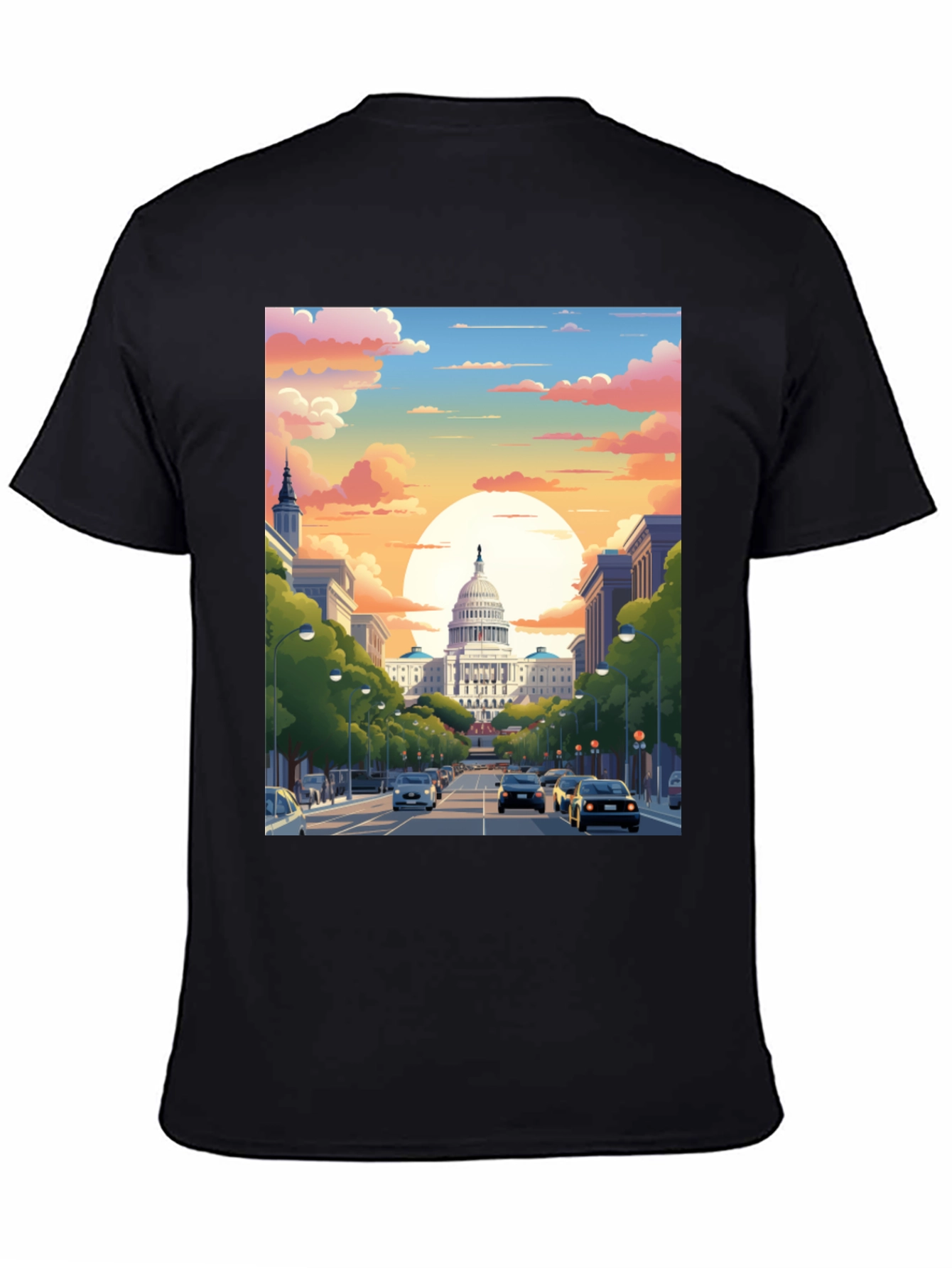 Capitol Sunset Graphic Tee - Artistic Print