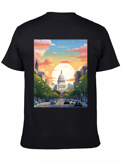 Capitol Sunset Graphic Tee - Artistic Print