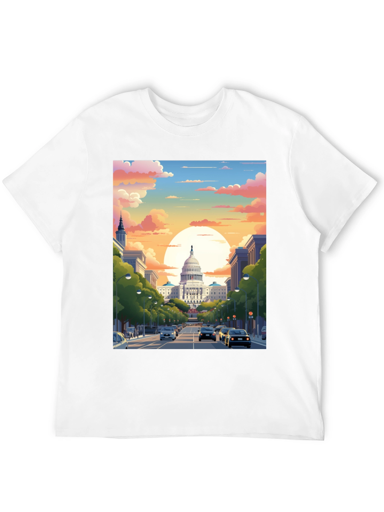 Capitol Sunset Graphic Tee - Artistic Print
