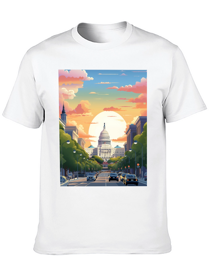 Capitol Sunset Graphic Tee - Artistic Print