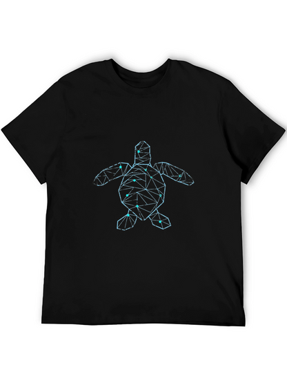 Geometric Sea Turtle Graphic Tee - Black