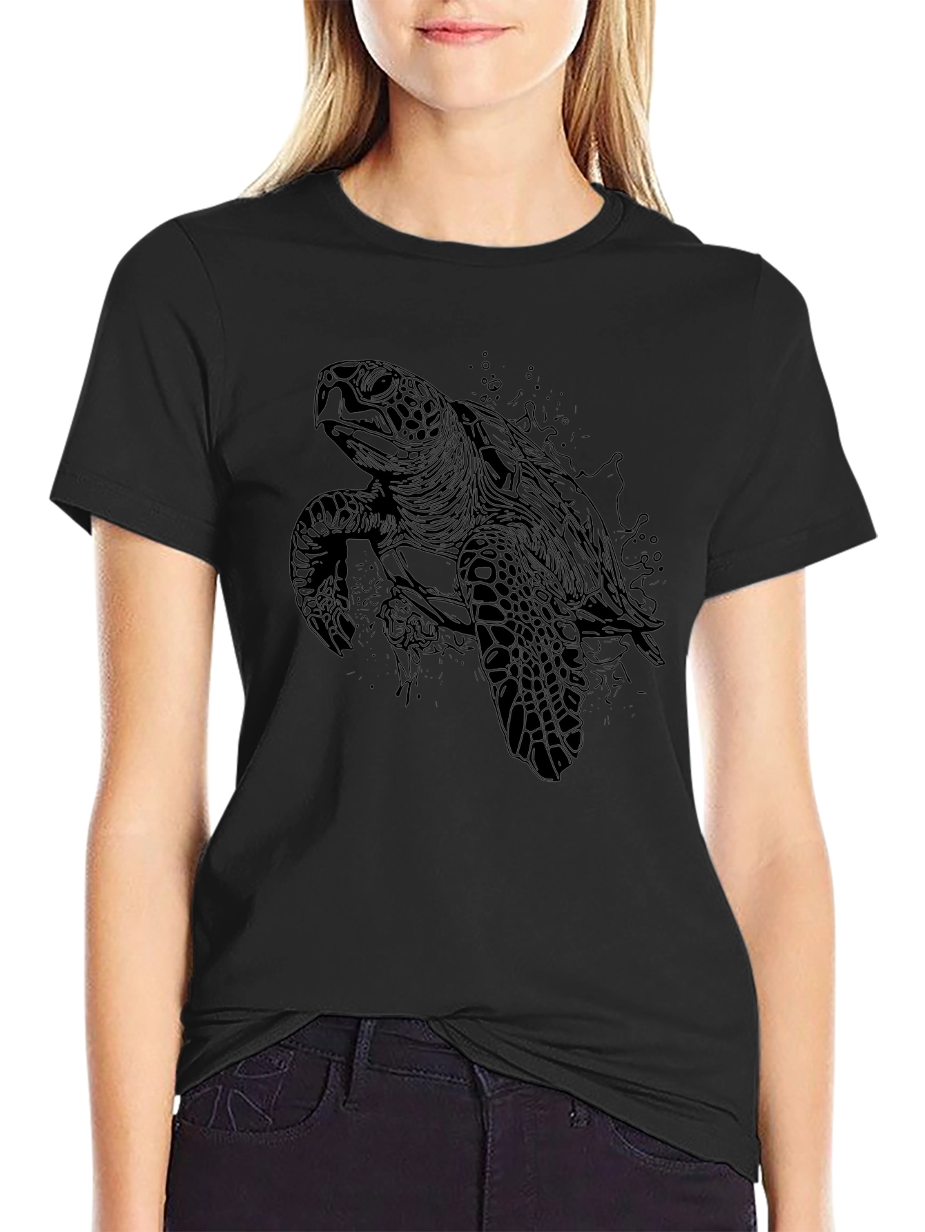 Black Sea Turtle Graphic Tee - Mens