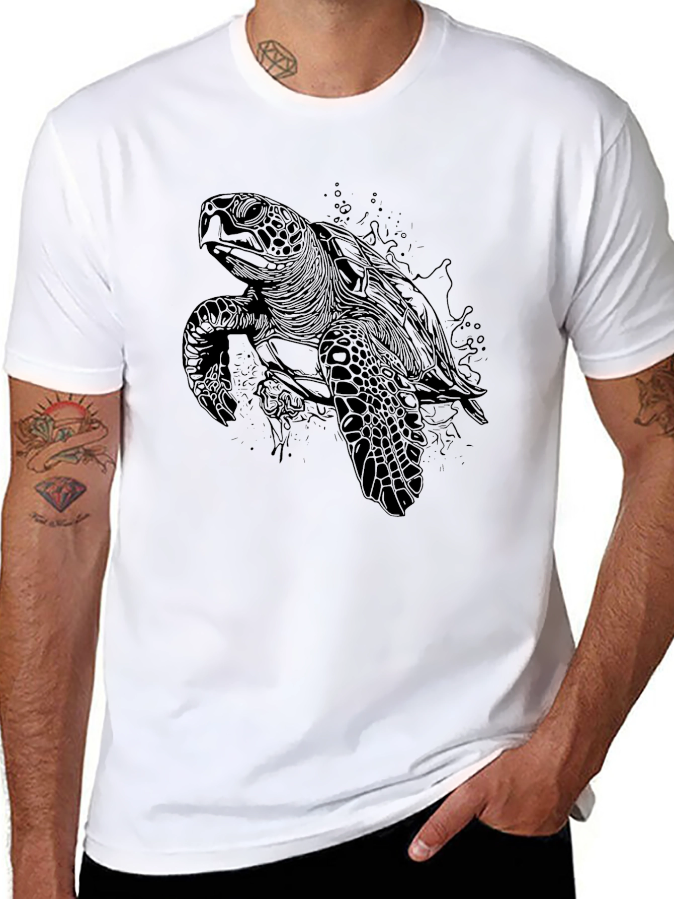 Black Sea Turtle Graphic Tee - Mens
