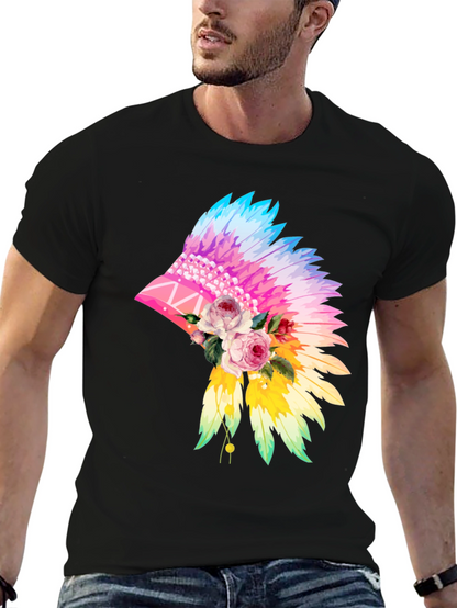 Floral Feather Headdress Graphic Tee
