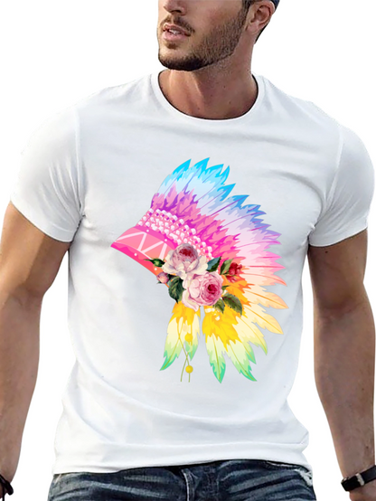 Floral Feather Headdress Graphic Tee