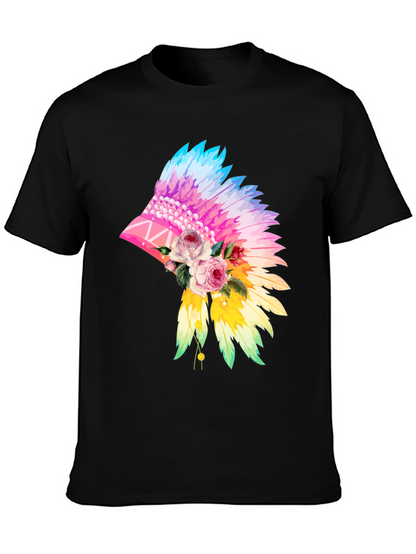 Floral Feather Headdress Graphic Tee