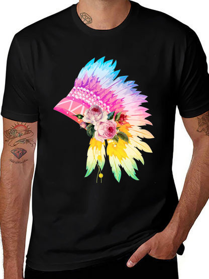 Floral Feather Headdress Graphic Tee