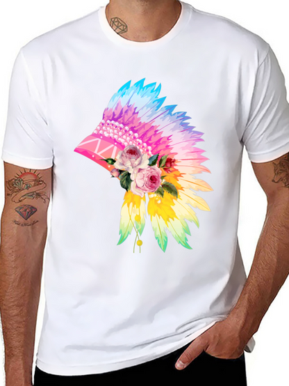 Floral Feather Headdress Graphic Tee