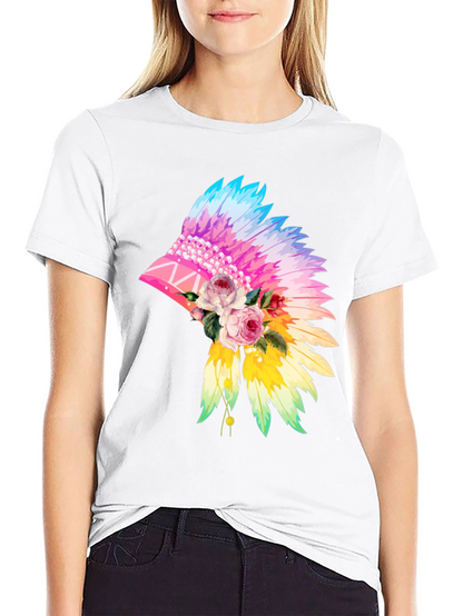 Floral Feather Headdress Graphic Tee