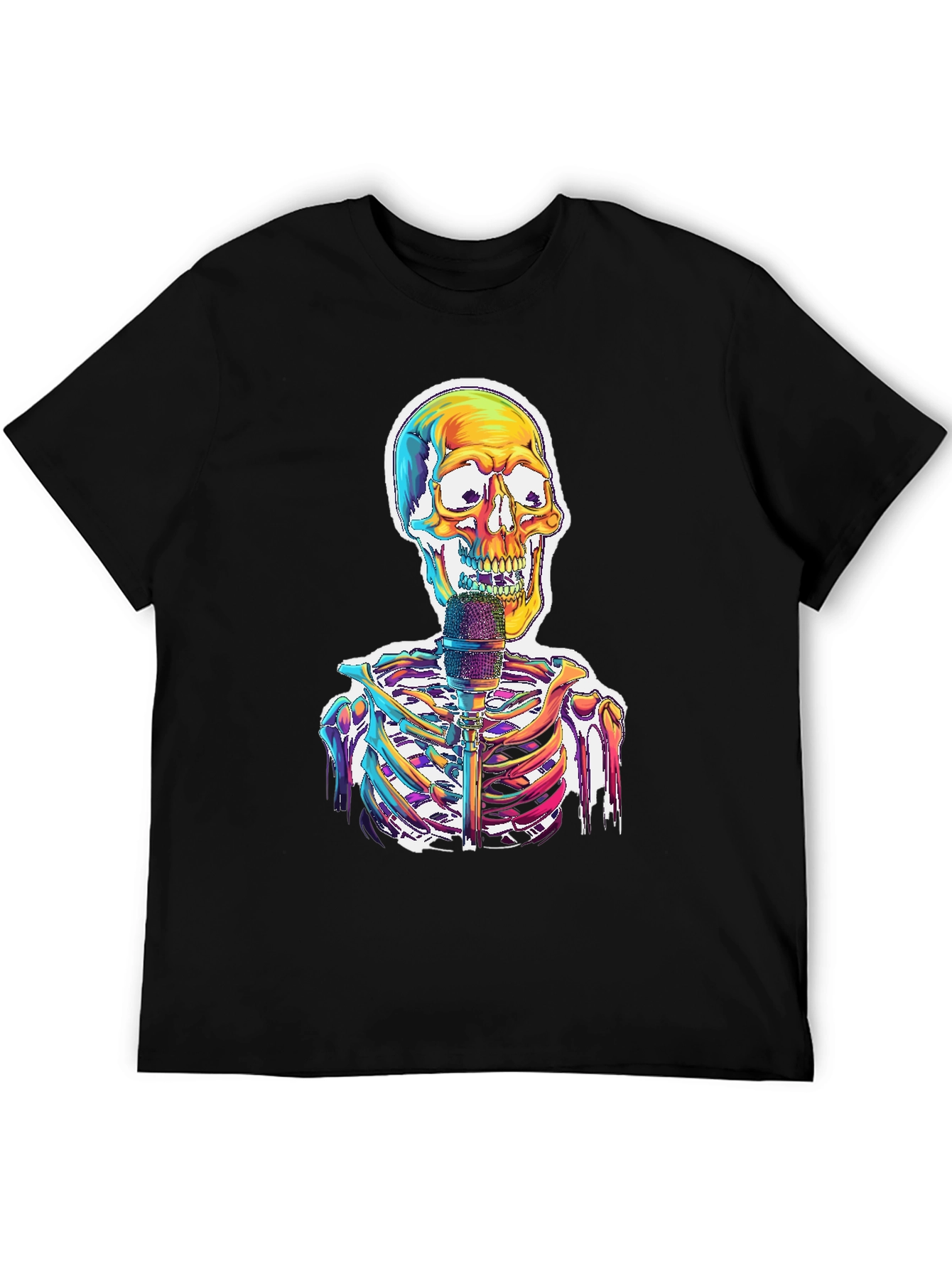 Skeleton Singer Graphic Tee - Cool Skull Design