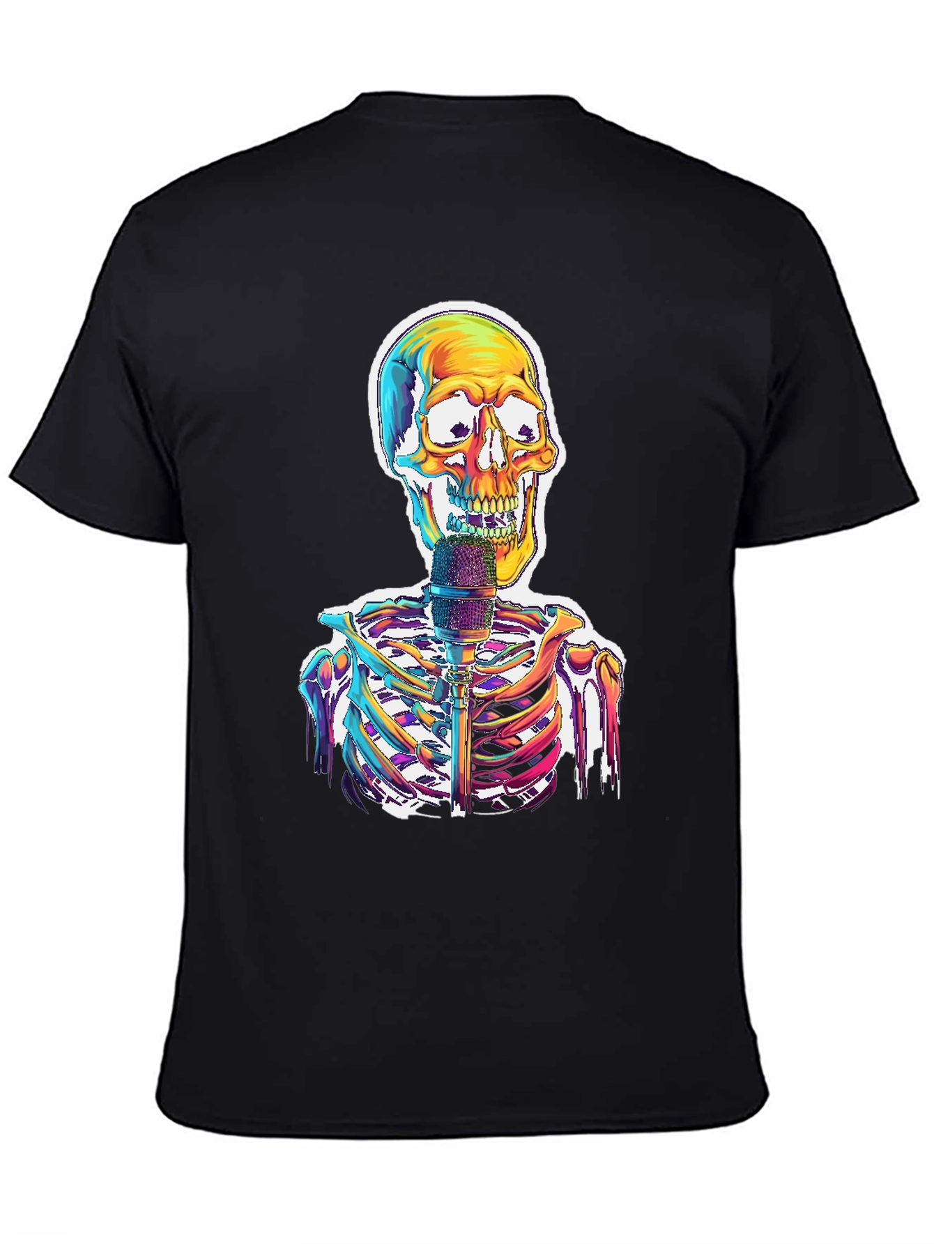 Skeleton Singer Graphic Tee - Cool Skull Design