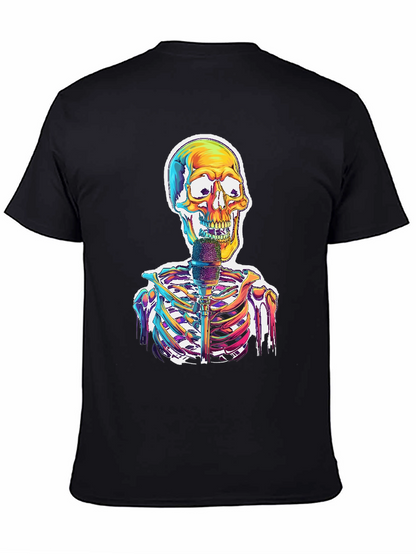 Skeleton Singer Graphic Tee - Cool Skull Design