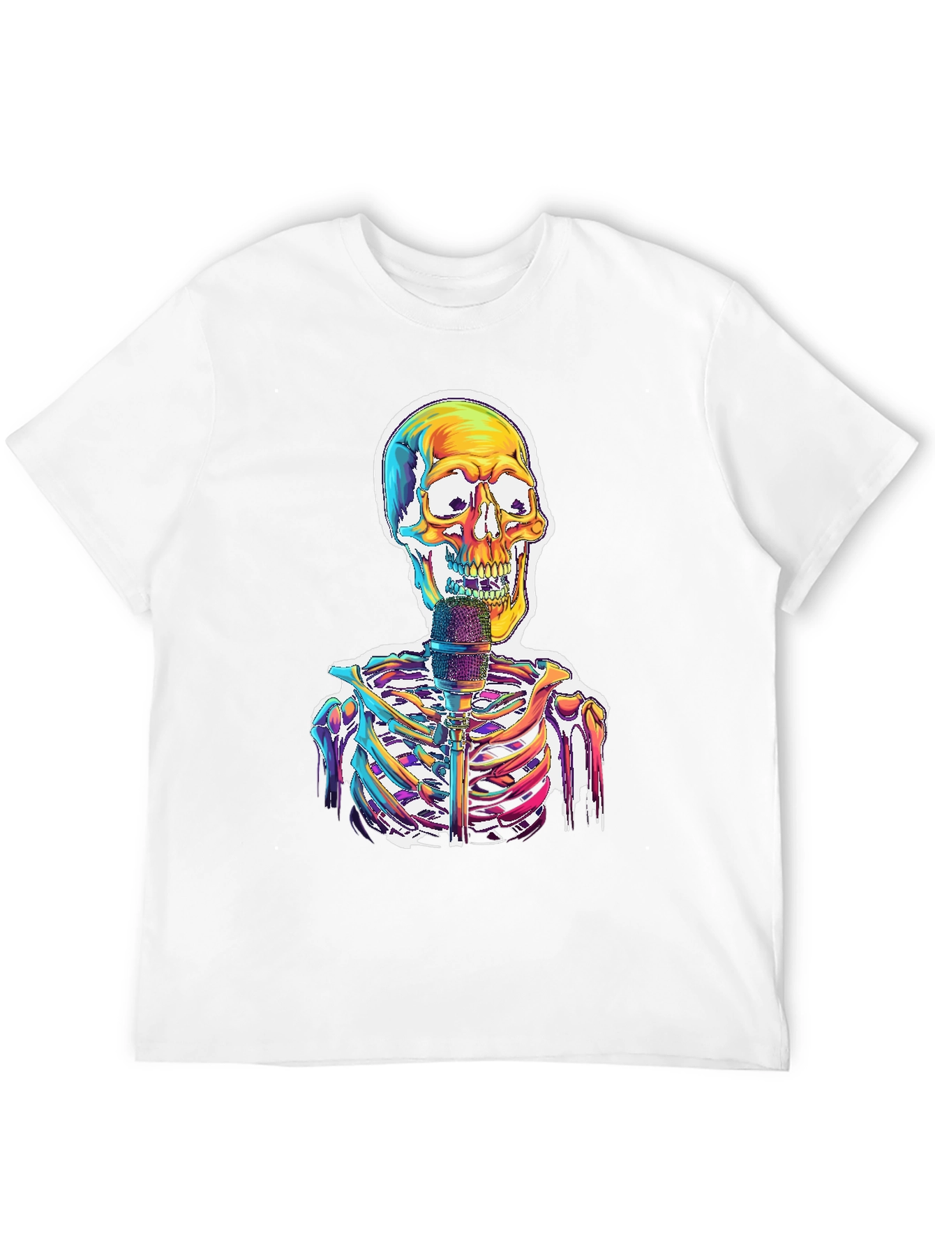 Skeleton Singer Graphic Tee - Cool Skull Design