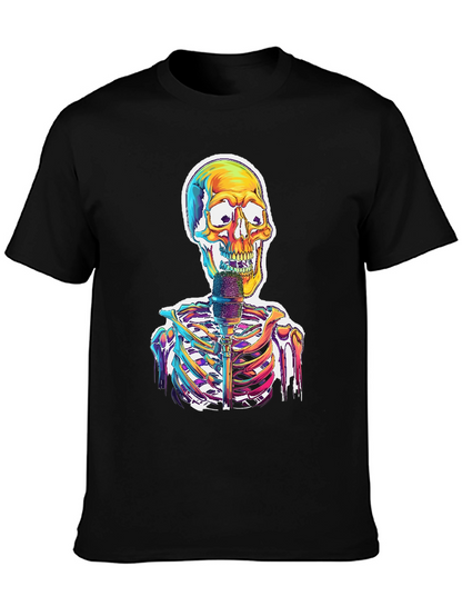 Skeleton Singer Graphic Tee - Cool Skull Design