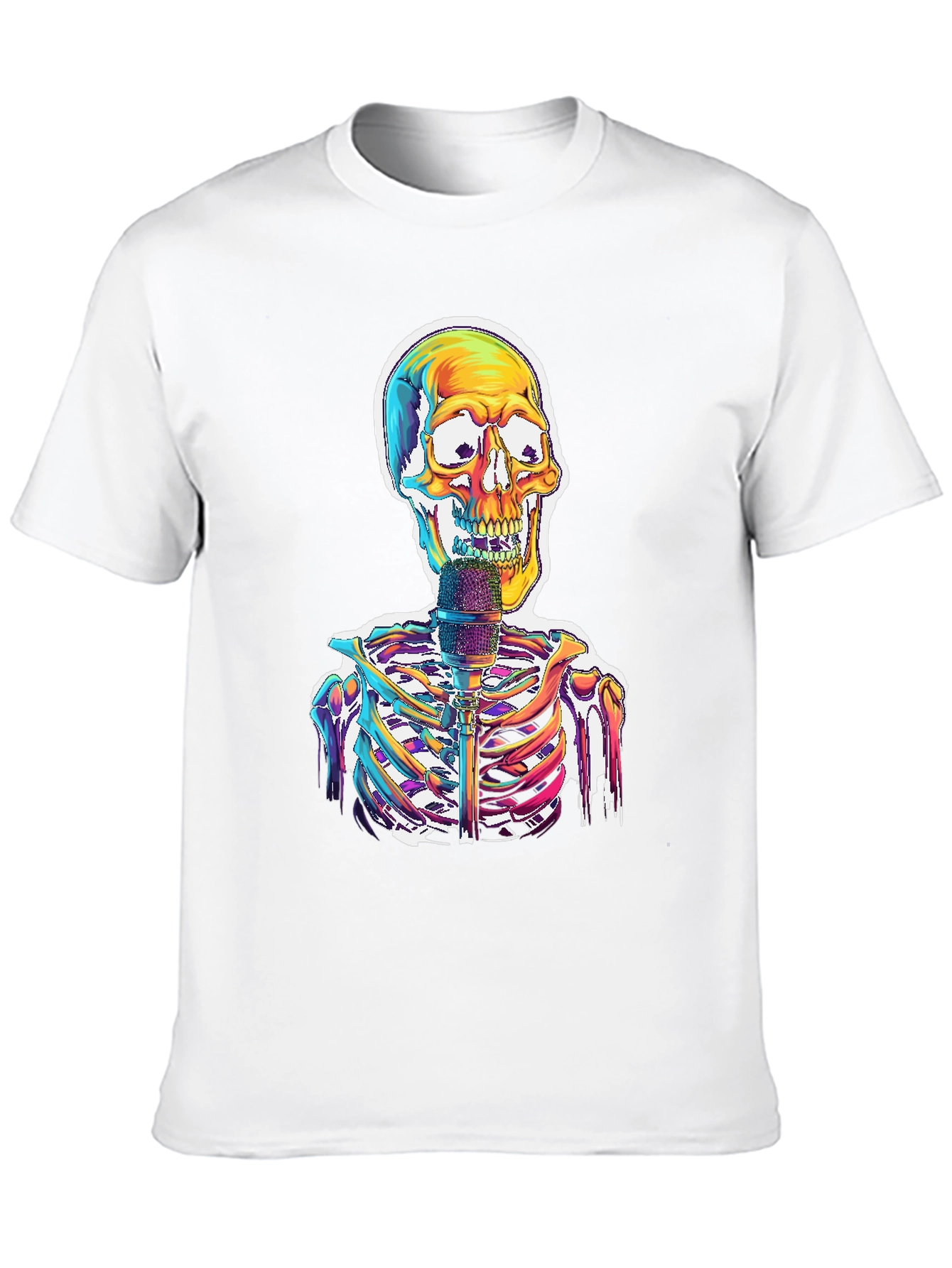 Skeleton Singer Graphic Tee - Cool Skull Design