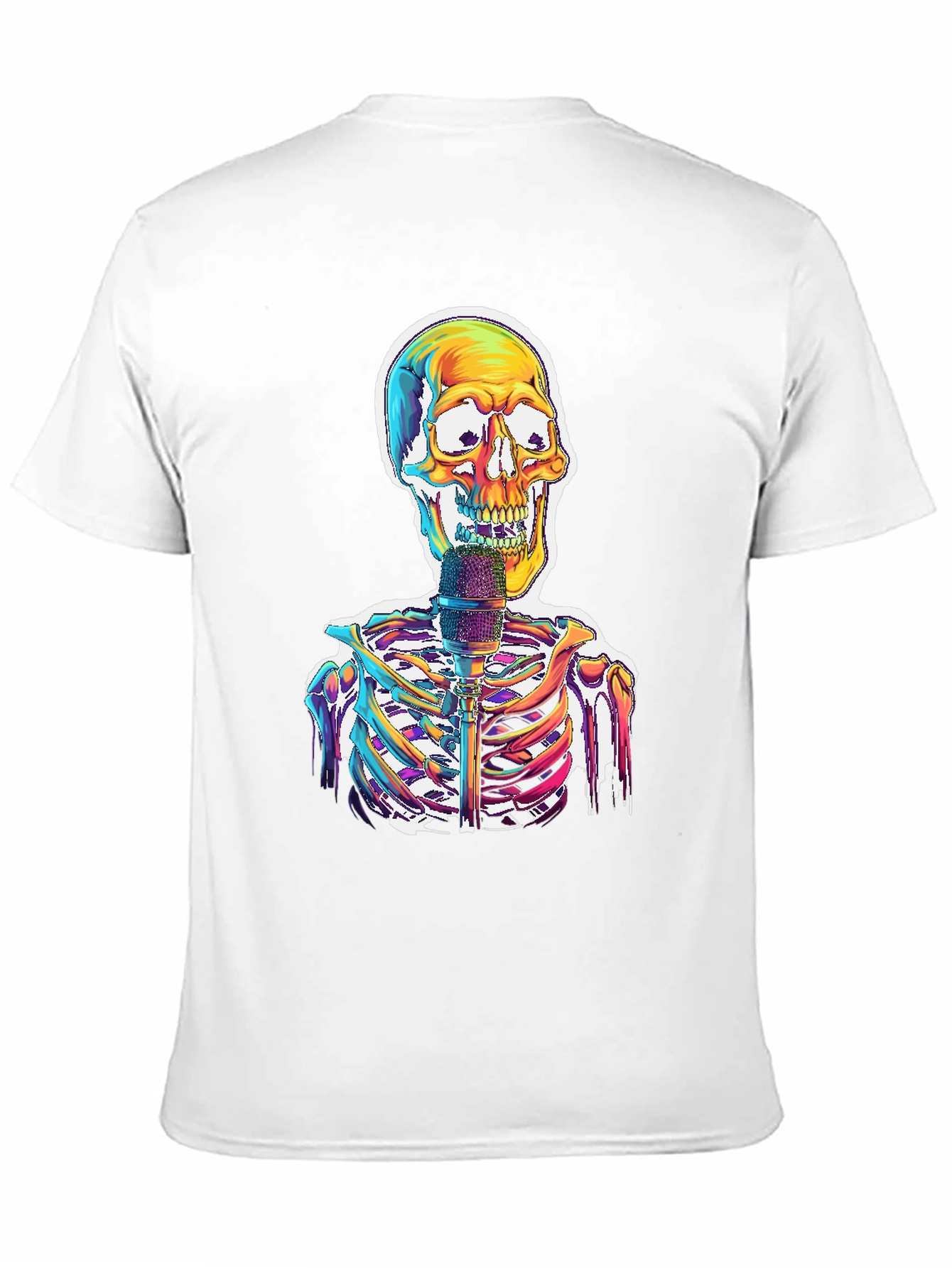 Skeleton Singer Graphic Tee - Cool Skull Design