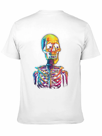 Skeleton Singer Graphic Tee - Cool Skull Design
