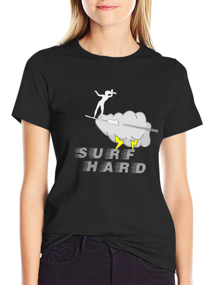 Surf Hard T-Shirt - Black Cotton Graphic Tee
