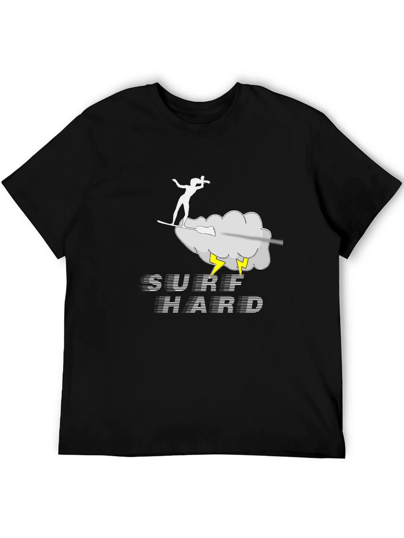 Surf Hard T-Shirt - Black Cotton Graphic Tee