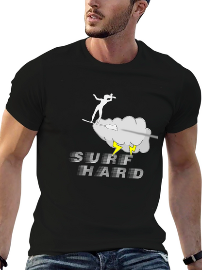 Surf Hard T-Shirt - Black Cotton Graphic Tee