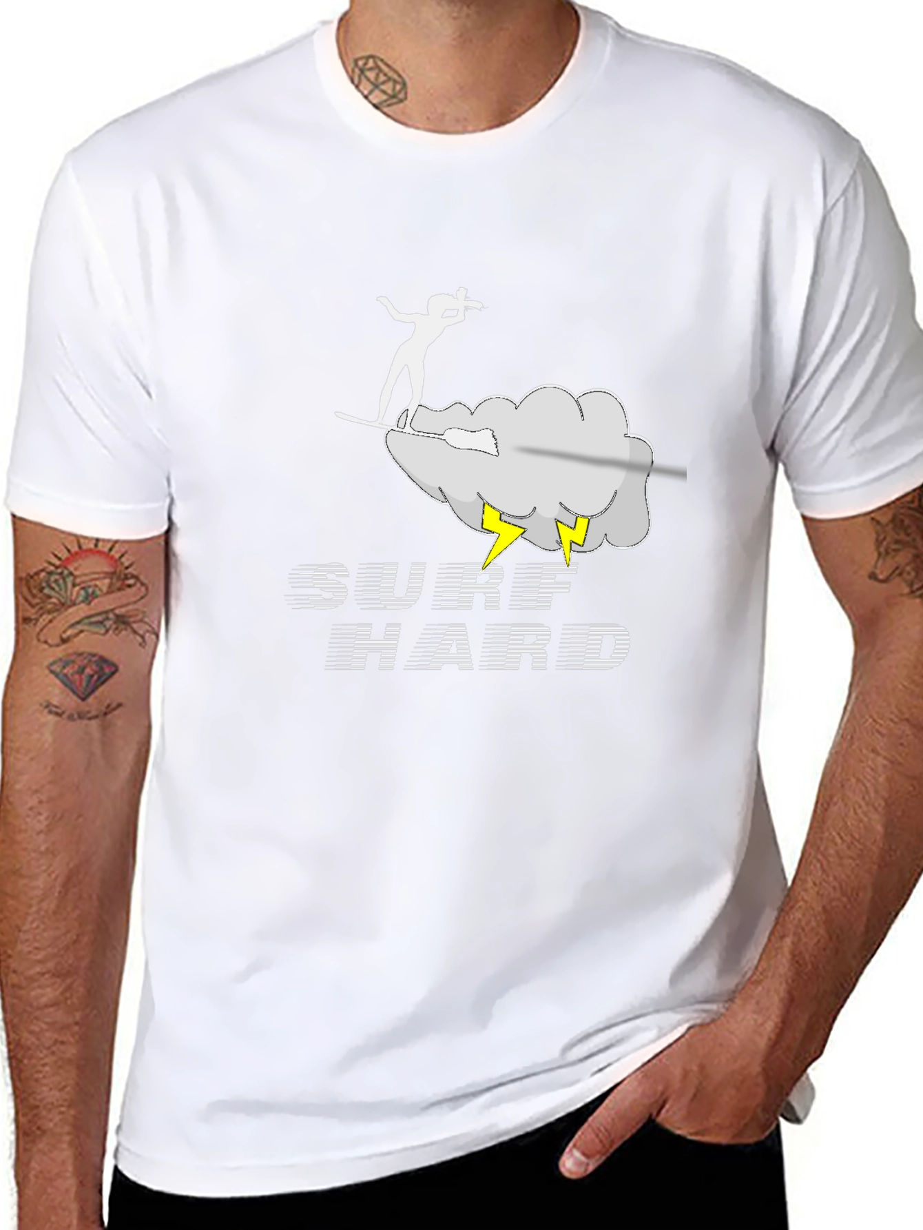 Surf Hard T-Shirt - Black Cotton Graphic Tee
