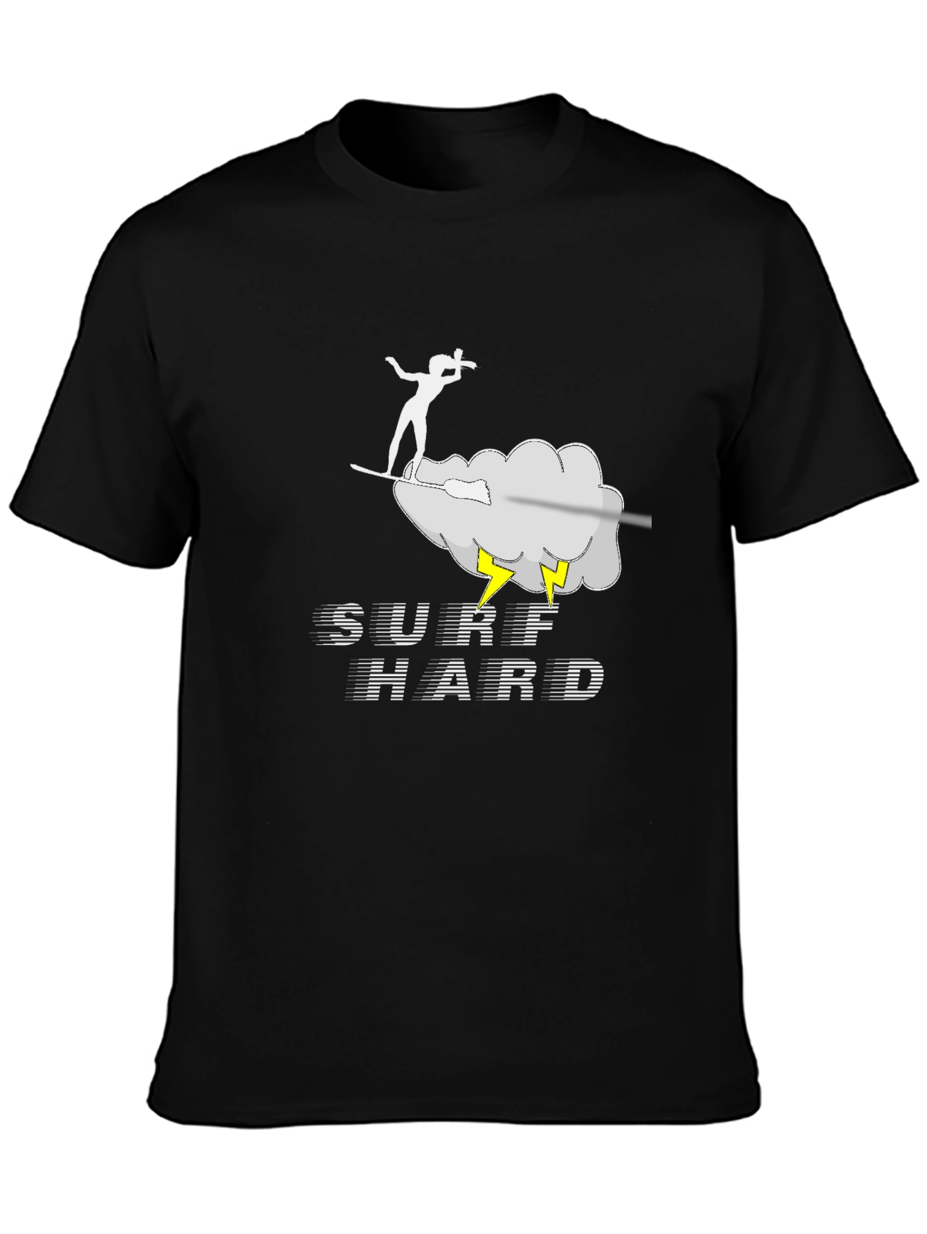 Surf Hard T-Shirt - Black Cotton Graphic Tee