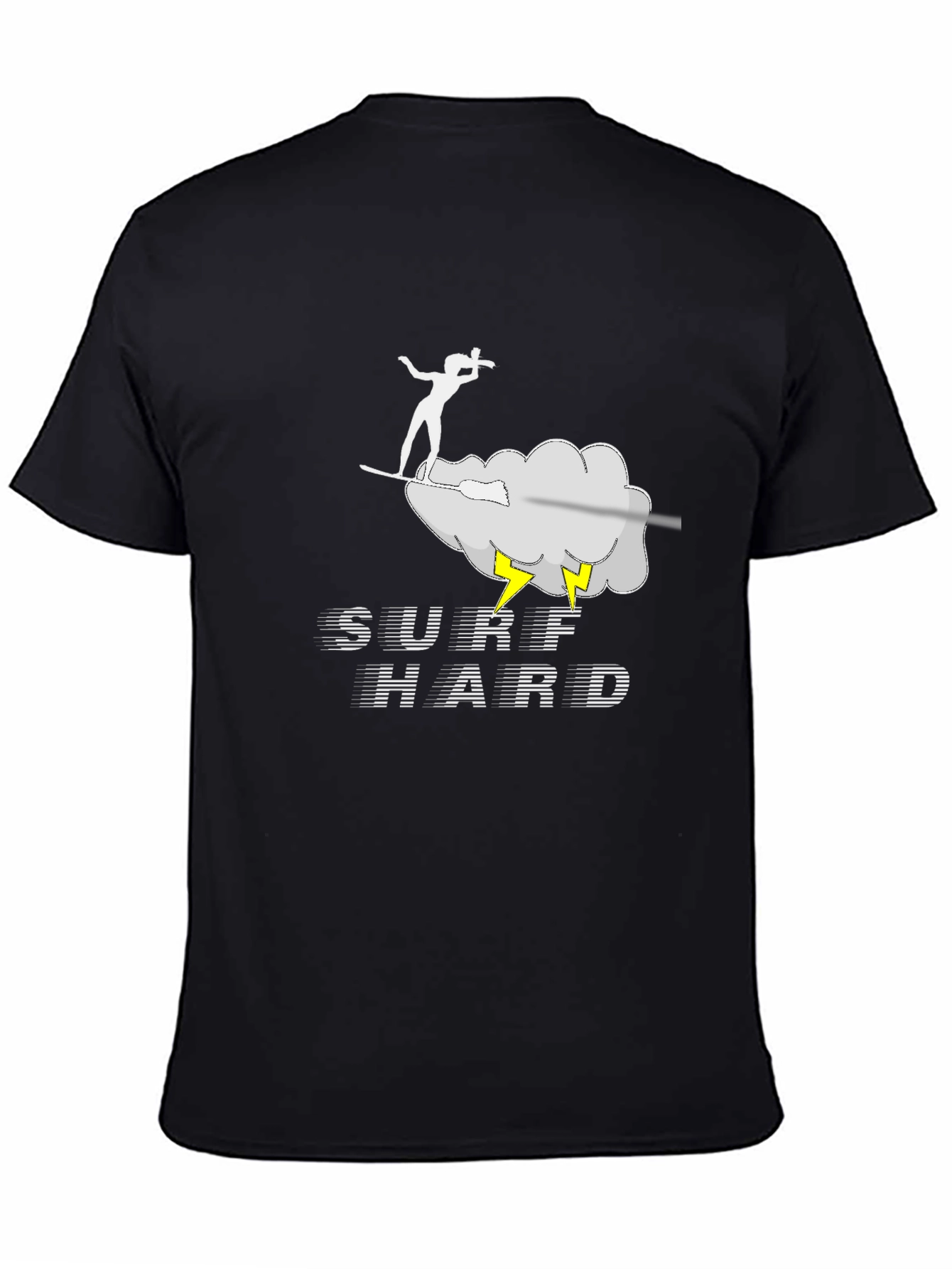 Surf Hard T-Shirt - Black Cotton Graphic Tee