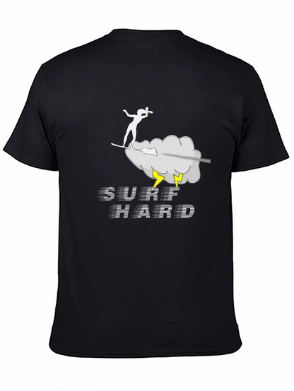Surf Hard T-Shirt - Black Cotton Graphic Tee