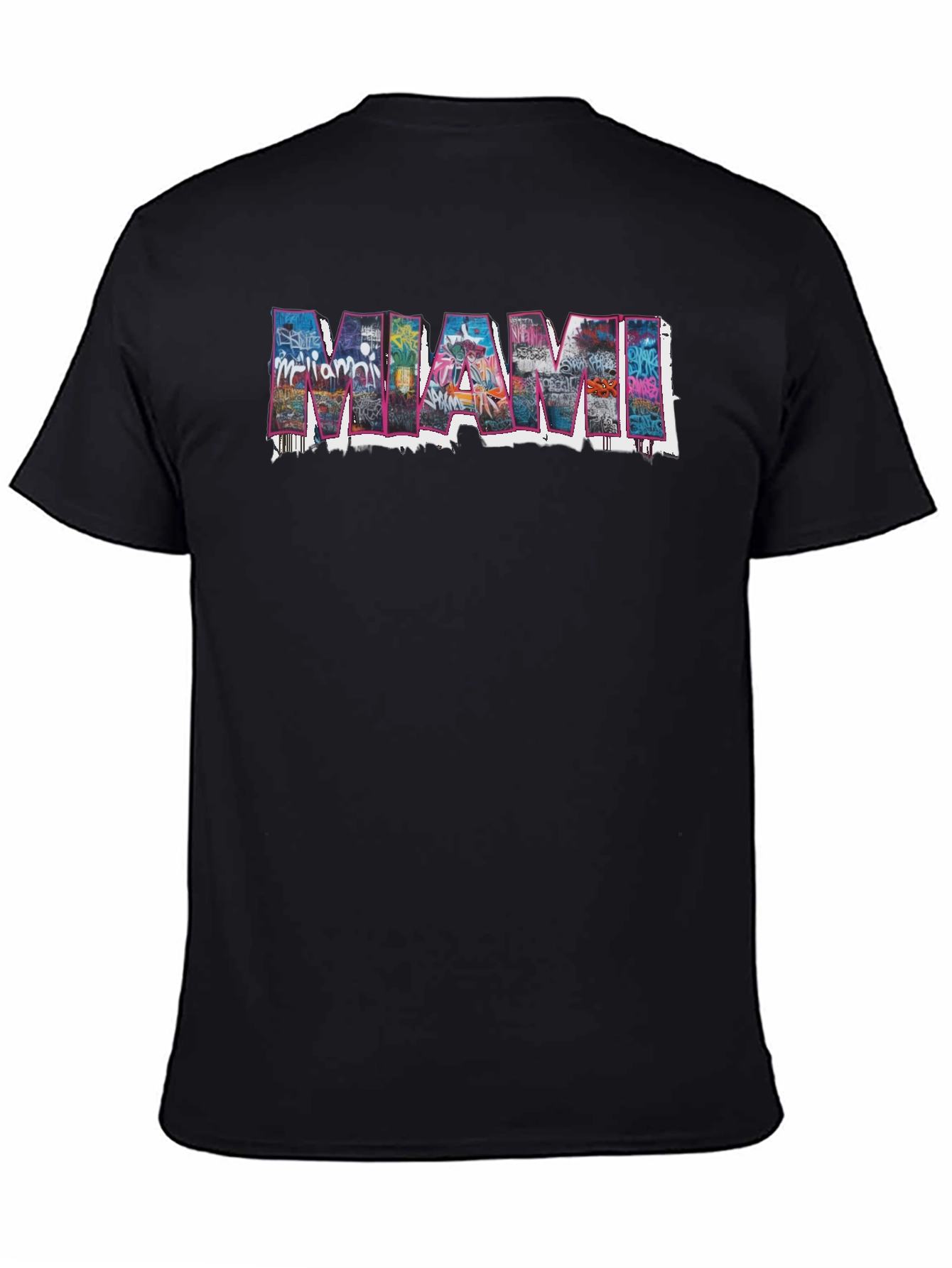 Miami Graphic Print Black T-Shirt