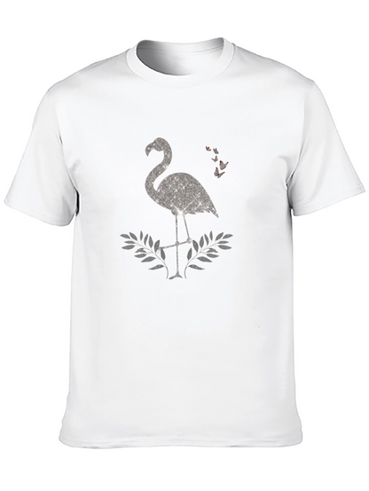Sparkly Flamingo Graphic Tee - Black Cotton Shirt