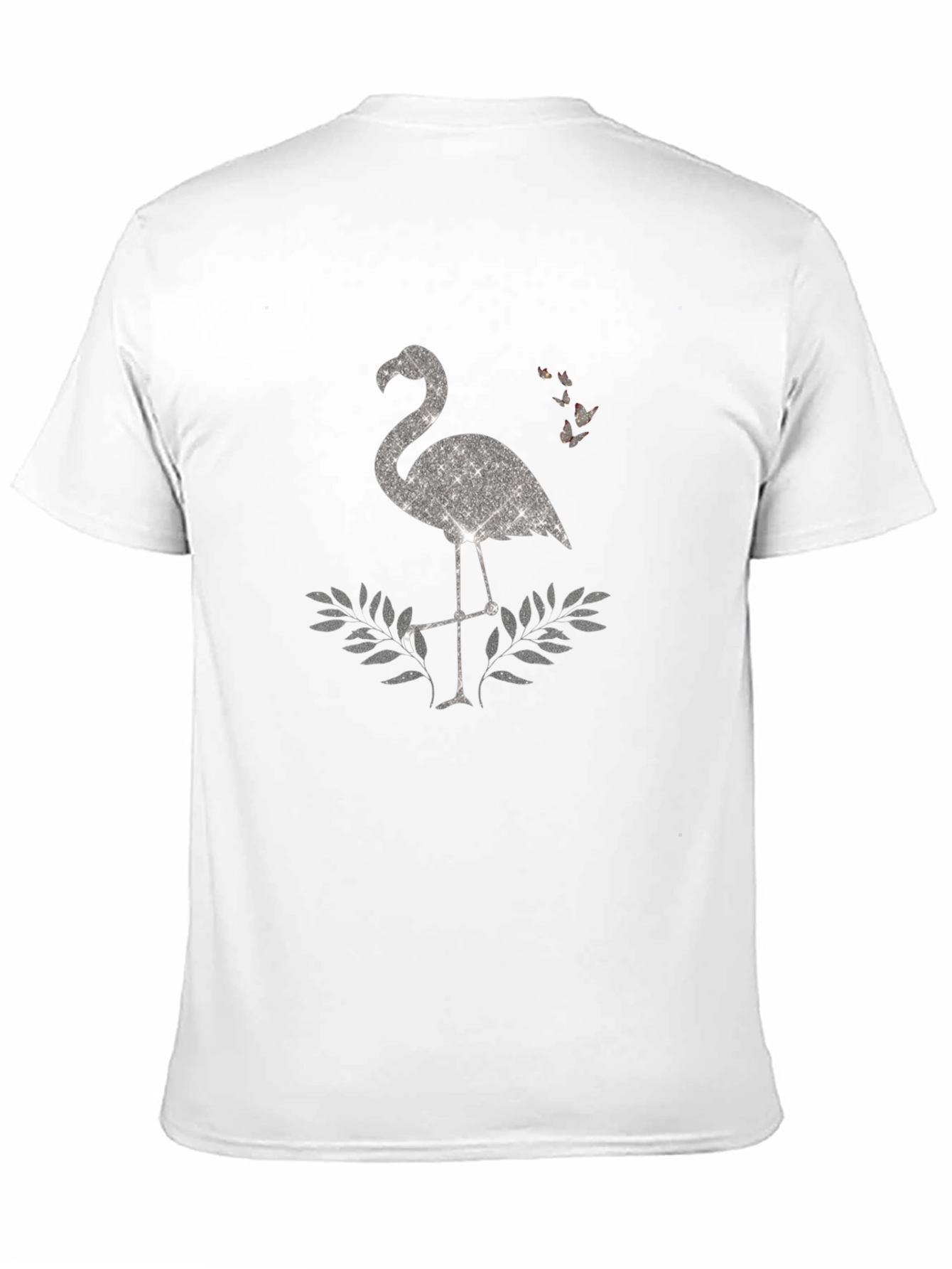 Sparkly Flamingo Graphic Tee - Black Cotton Shirt
