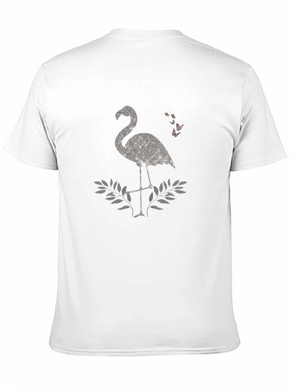 Sparkly Flamingo Graphic Tee - Black Cotton Shirt