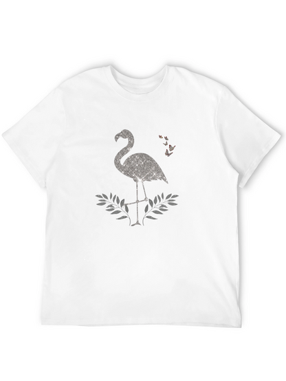 Sparkly Flamingo Graphic Tee - Black Cotton Shirt