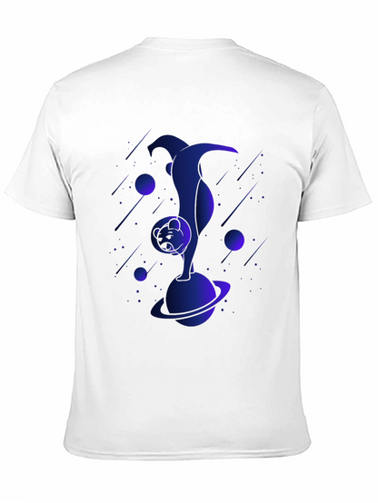Astronaut Cat Graphic Tee - Black Cotton T-Shirt