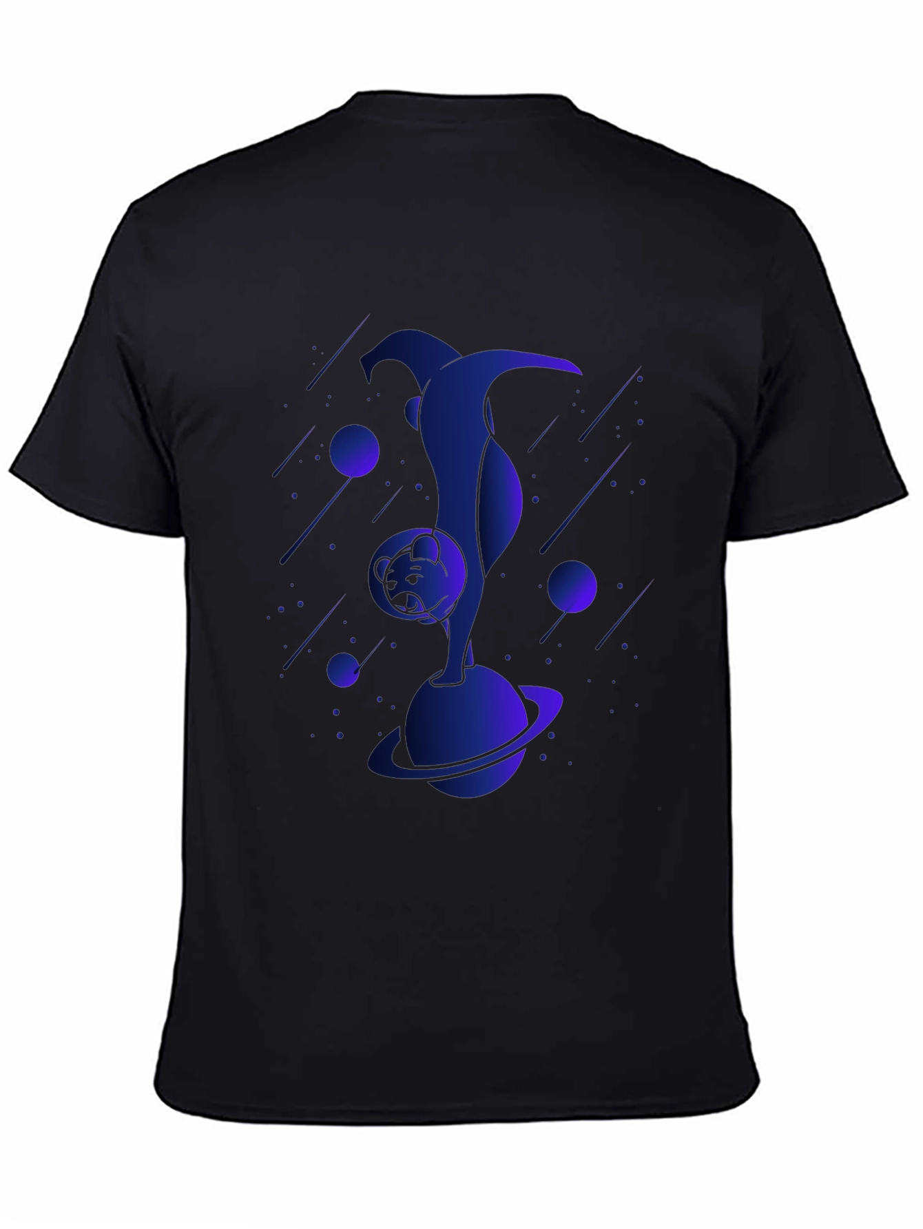Astronaut Cat Graphic Tee - Black Cotton T-Shirt