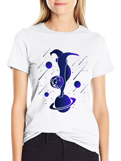 Astronaut Cat Graphic Tee - Black Cotton T-Shirt