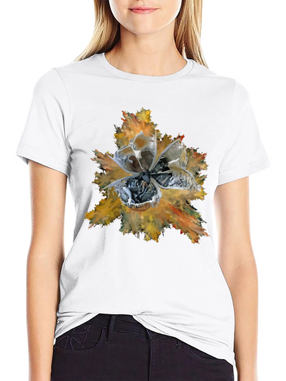 Abstract Floral Graphic Print Tee - Black