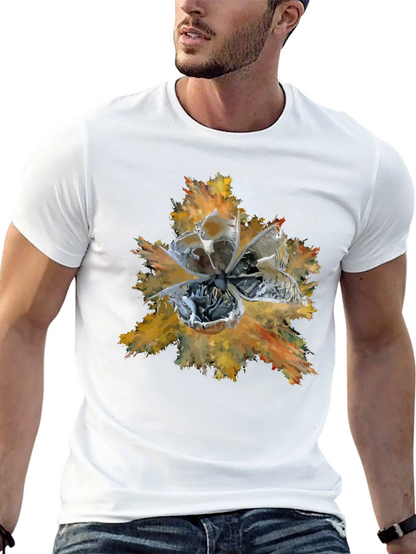 Abstract Floral Graphic Print Tee - Black