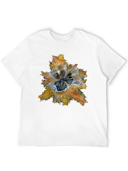 Abstract Floral Graphic Print Tee - Black